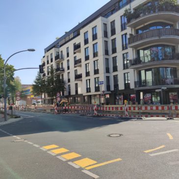 Erneuerung des Fernwärmenetzes, Baustelle Pistoriusstraße und Umleitung Gäblerstraße
