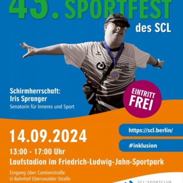 Internationales Sportfest des SCL Berlin am 14. September 2024: Jetzt noch anmelden!