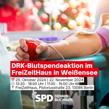 DRK-Blutspendeaktion im FreiZeitHaus in Weißensee