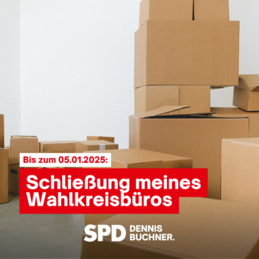 11.12. – 05.01.: Schließung meines Wahlkreisbüros