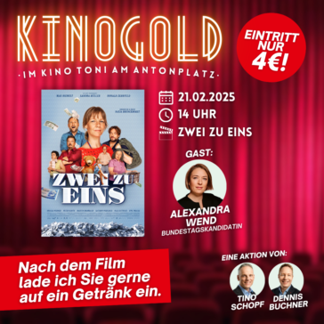 ERINNERUNG: KinoGold an diesem Freitag, 21. Februar 2025, im Kino Toni – „Zwei zu Eins“ aus dem Jahr 2024