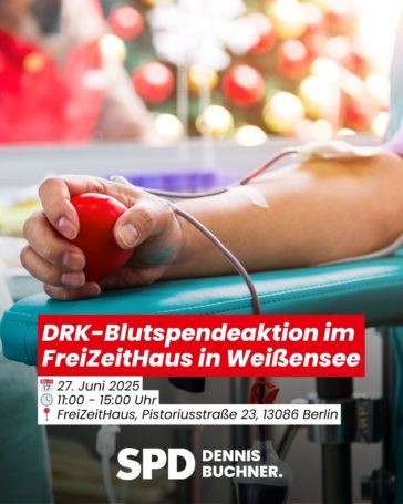 DRK-Blutspendeaktion am 27.06.2025 im FreiZeitHaus in Weißensee