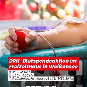 Weltblutspendetag am 14.06.2025 – DRK-Blutspendeaktion am 27.06.2025 im FreiZeitHaus in Weißensee