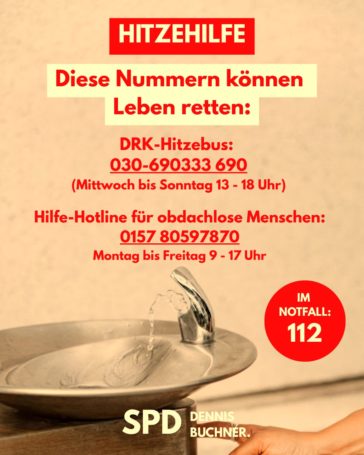 Bis zu 37°C in Berlin erwartet – Hitzehilfe