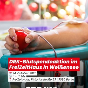 DRK-Blutspendeaktion am 24.10.2025 im FreiZeitHaus in Weißensee