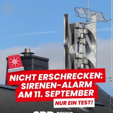 Nicht erschrecken: Sirenen-Alarm heute am 11. September – nur ein Test!
