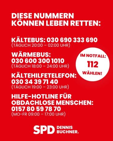 Kältehilfe – Diese Nummern können Leben retten