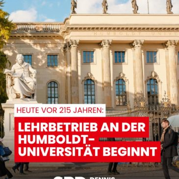 Heute vor 215 Jahren: Lehrbetrieb an der Humboldt-Universität beginnt