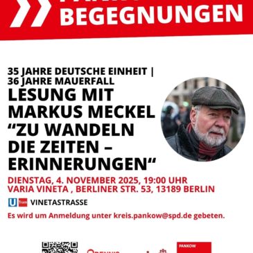 36 Jahre Mauerfall: Erinnerungen mit Markus Meckel am 04.11.2025