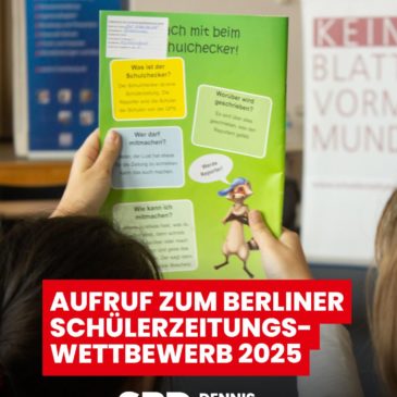 Aufruf zum Berliner Schülerzeitungswettbewerb 2025