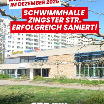 Schwimmhalle Zingster Straße erfolgreich saniert – ein starkes Signal für sozialdemokratische Sportpolitik