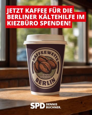 Kaffeewette: Jetzt Kaffee für die Berliner Kältehilfe im Kiezbüro spenden!