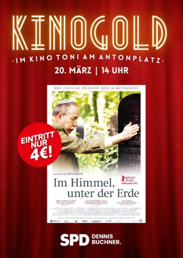 Erinnerung: Kino-Gold-Reihe am Freitag, 20. März 2026, um14 Uhr im Kino Toni am Antonplatz in Weißensee