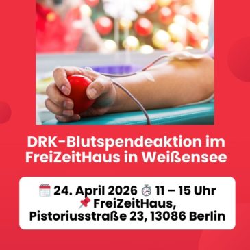 DRK-Blutspendeaktion am 24.04.2026 im FreiZeitHaus in Weißensee