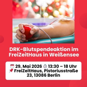 DRK-Blutspendeaktion am 29.05.2026 im FreiZeitHaus in Weißensee
