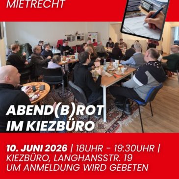 Abend(b)rot im Kiezbüro: Thema “Mietrecht” am 10. Juni 2026 um 18 Uhr