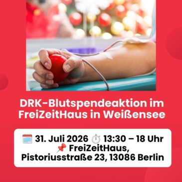 DRK-Blutspendeaktion am 31.07.2026 im FreiZeitHaus in Weißensee