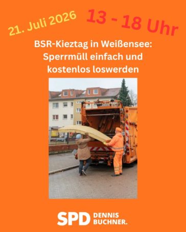 21.07.2026 – BSR-Kieztag in Weißensee: Sperrmüll einfach und kostenlos loswerden