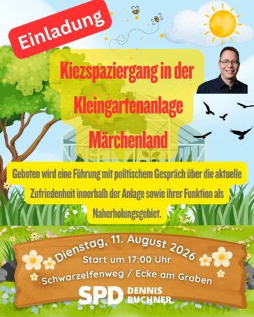 Einladung – Kiezspaziergang in der Kleingartenanlage Märchenland nördlich der Stadtrandsiedlung Malchow