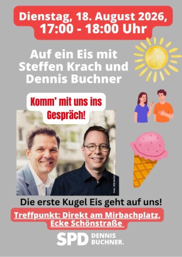 18. August 2026 – Auf ein Eis mit Steffen Krach und Dennis Buchner