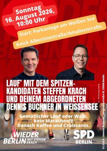 Berlin läuft – gemeinsam mit Steffen Krach! Am Sonntag auch in Weißensee