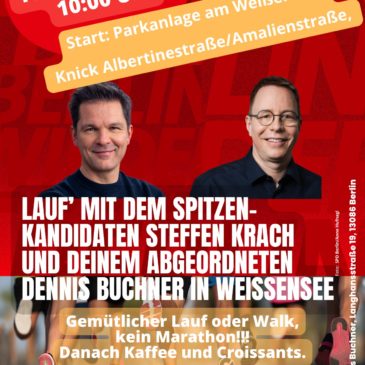 Berlin läuft – gemeinsam mit Steffen Krach! Am Sonntag auch in Weißensee