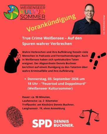 03.09.2026 – True Crime Kiezspaziergänge – Wahre Verbrechen in Weißensee
