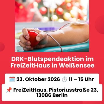 DRK-Blutspendeaktion am 23.10.2026 im FreiZeitHaus in Weißensee