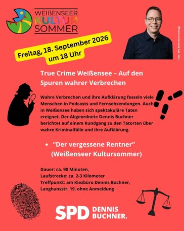 18.09.2026 – True Crime Kiezspaziergänge – Wahre Verbrechen in Weißensee